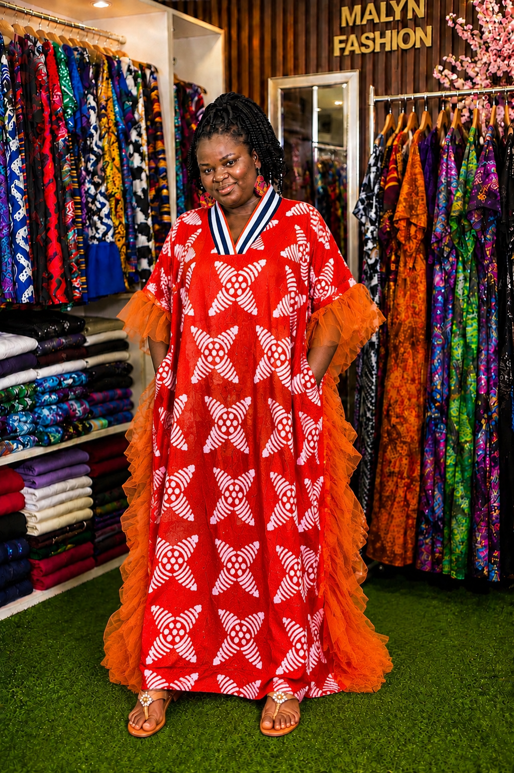 Elegant ruffle kaftan