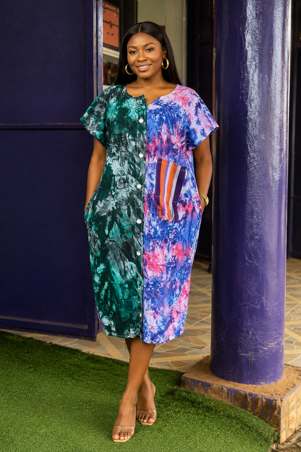 2 patch Tye dye dress