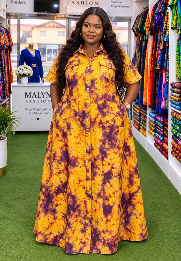 Button-Front Maxi Dress