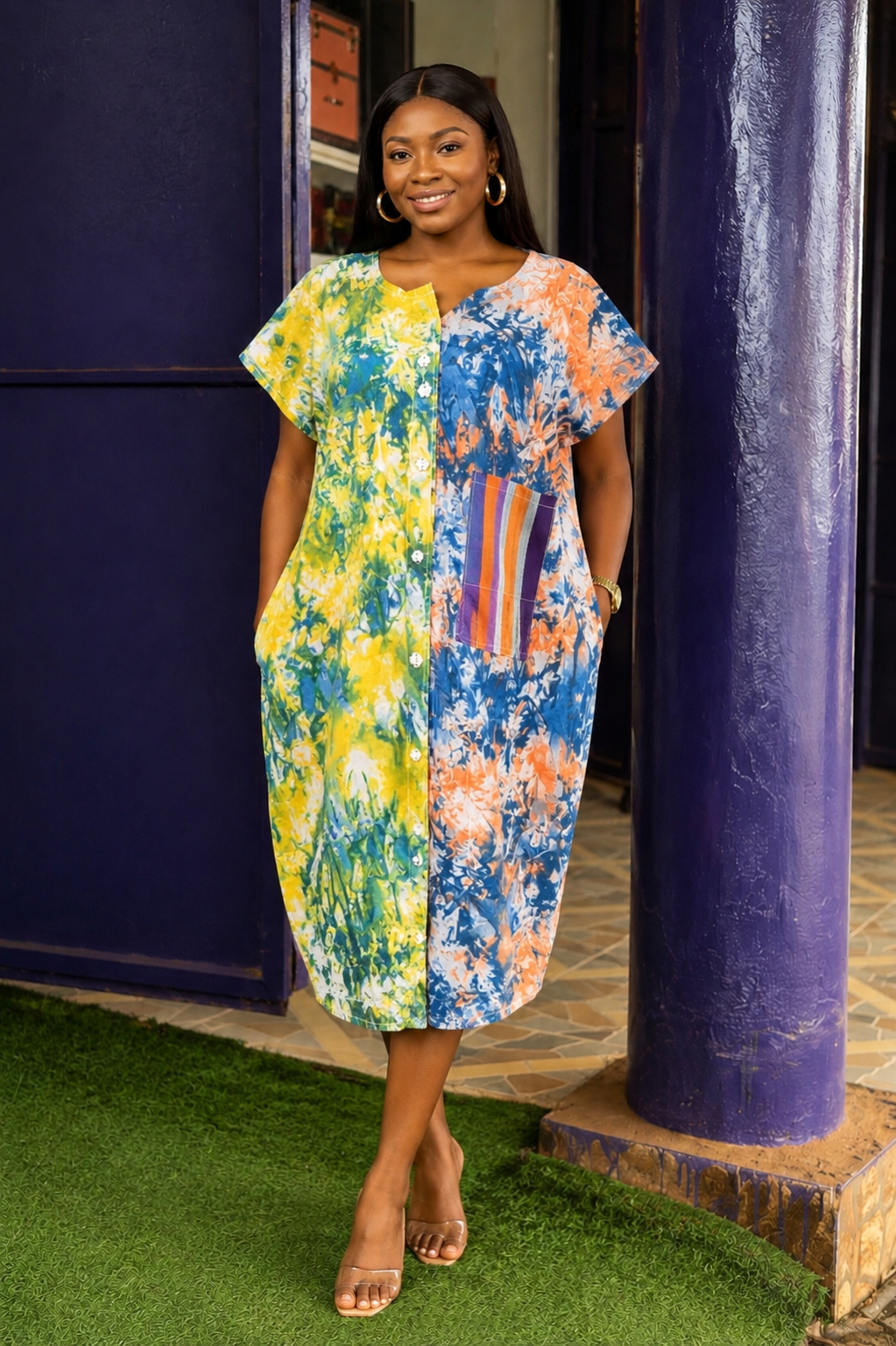 2 patch Tye dye dress
