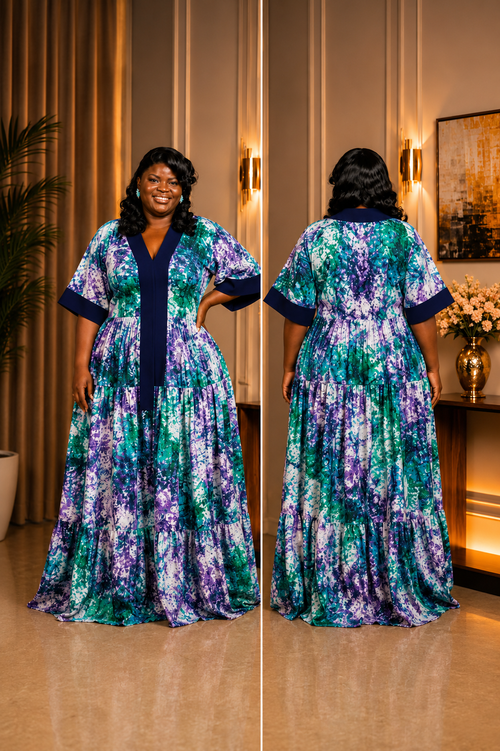 Emerald Blossom Maxi Dress