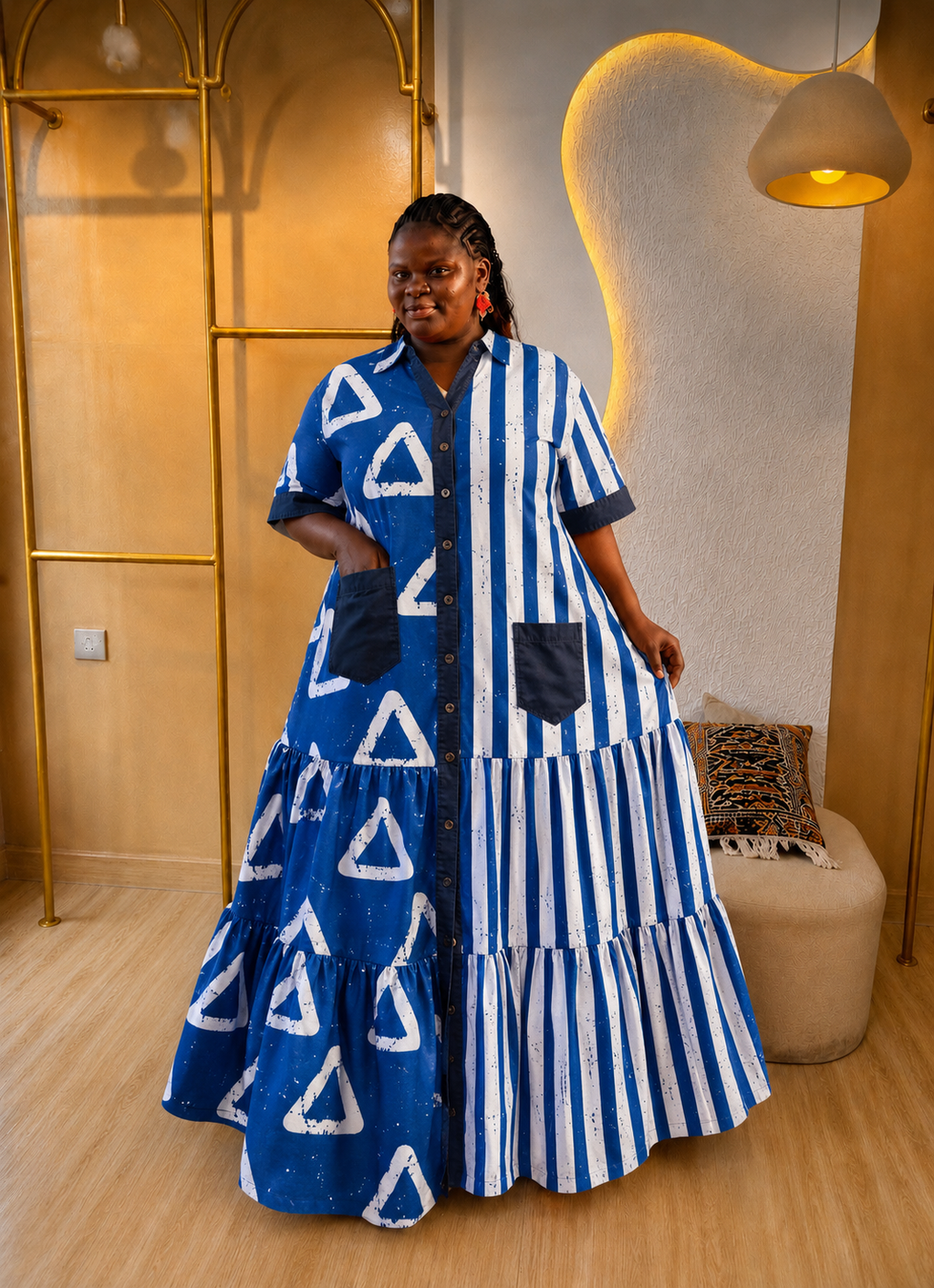 Malyn Fashion Heritage Shirt Maxi Dress