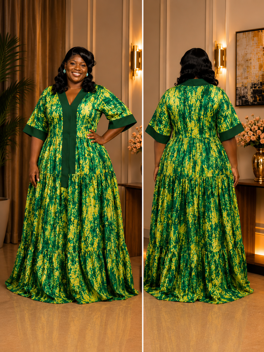 Emerald Blossom Maxi Dress