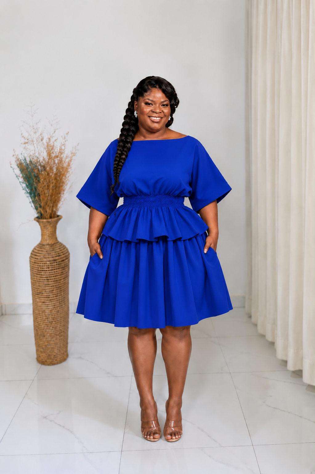 Royal Grace Smocked Peplum Dress