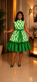 Royal Azure Ruffle Midi Dress