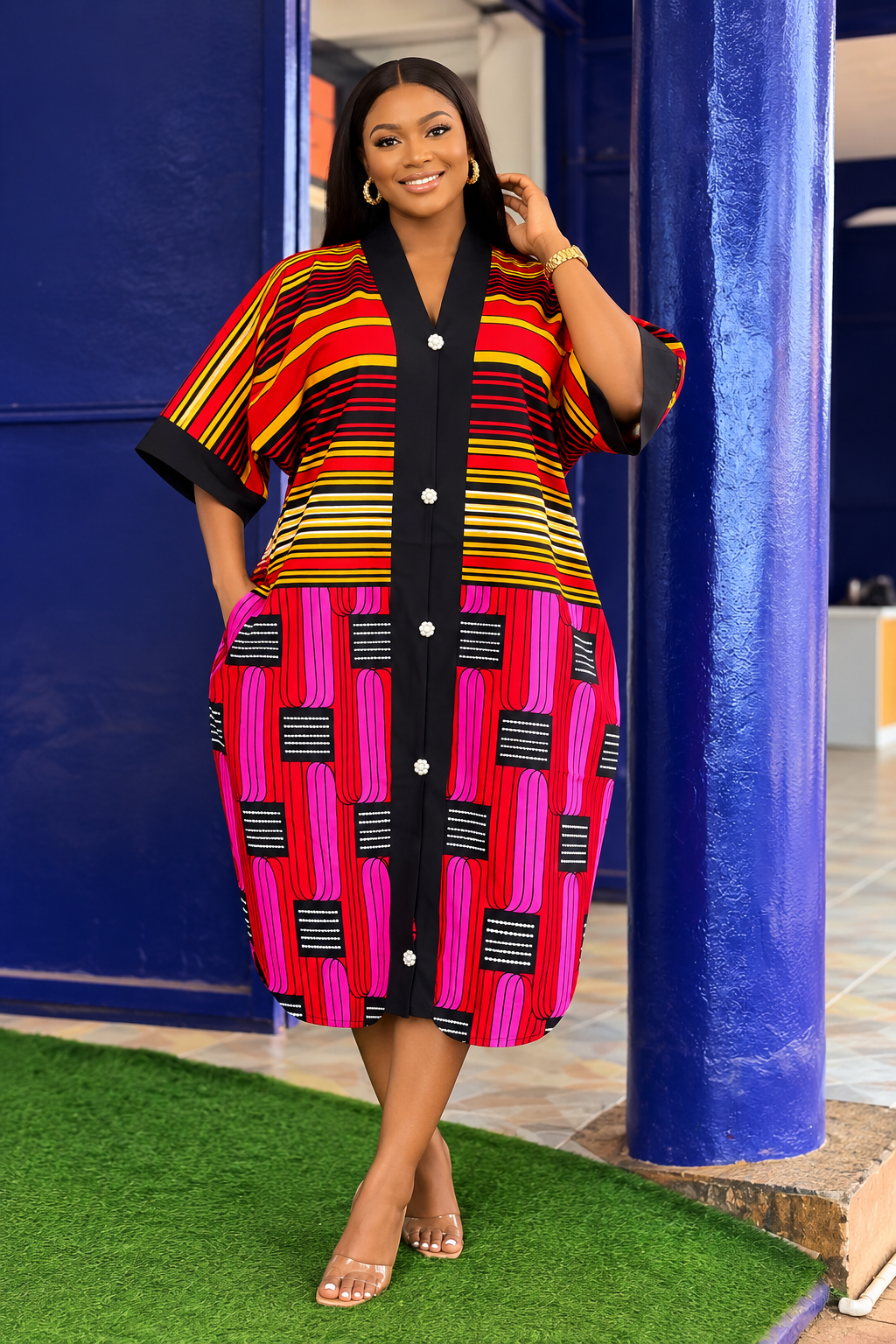Sunset Stripes Shirt Dress