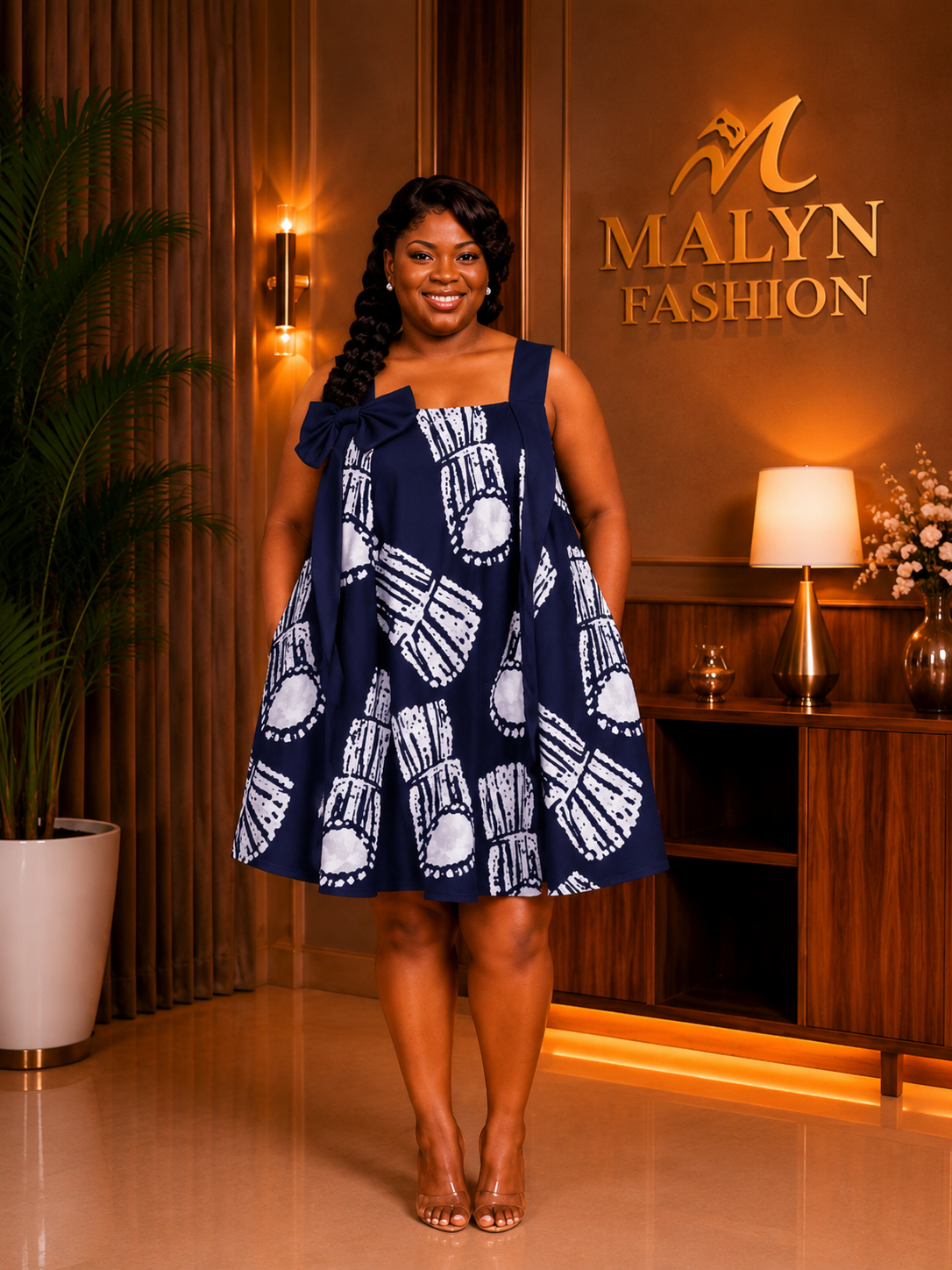 Midnight Bloom Bow Dress