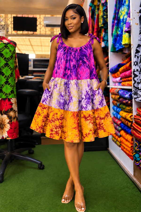Tie &dye short dress