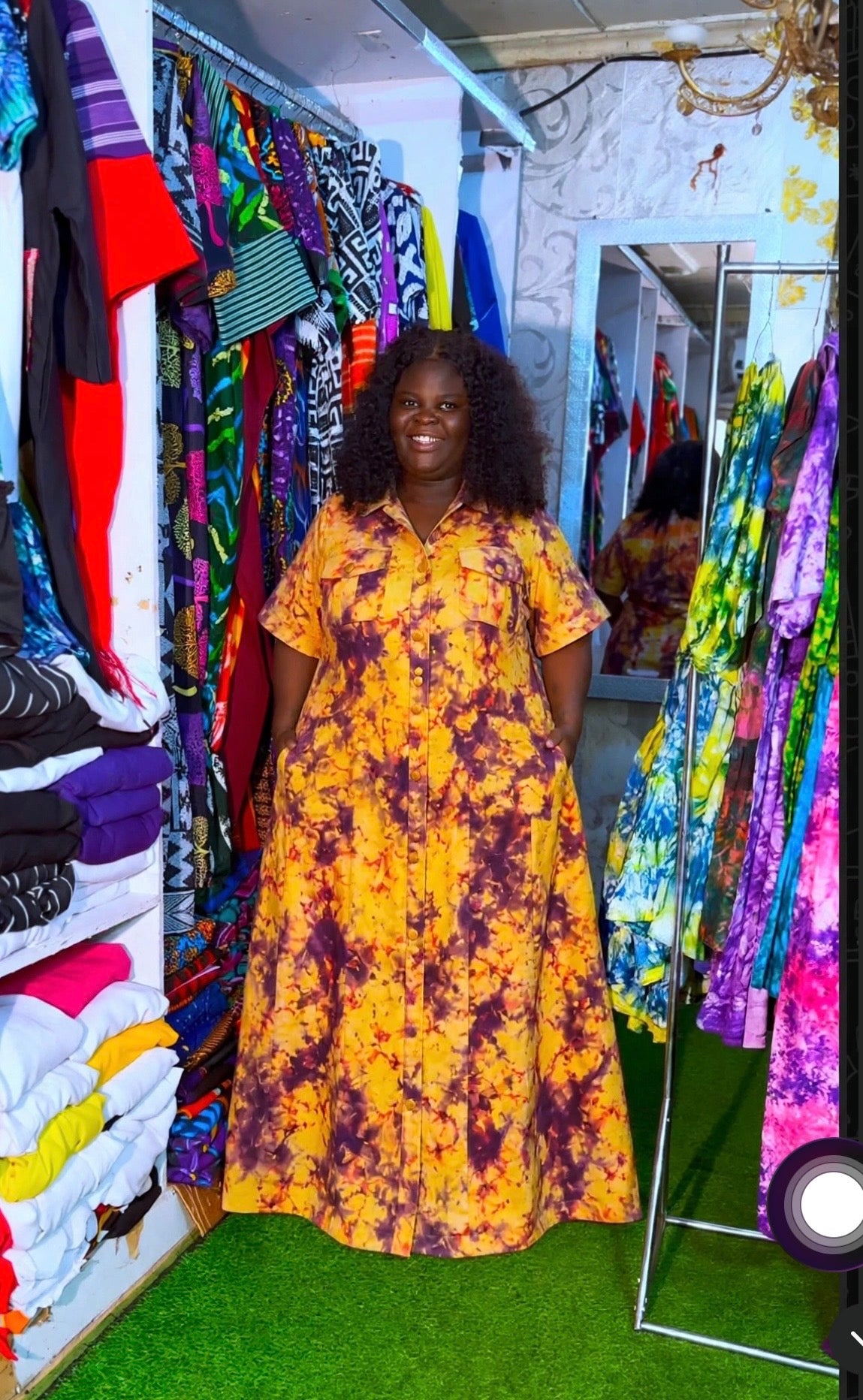 Button-Front Maxi Dress