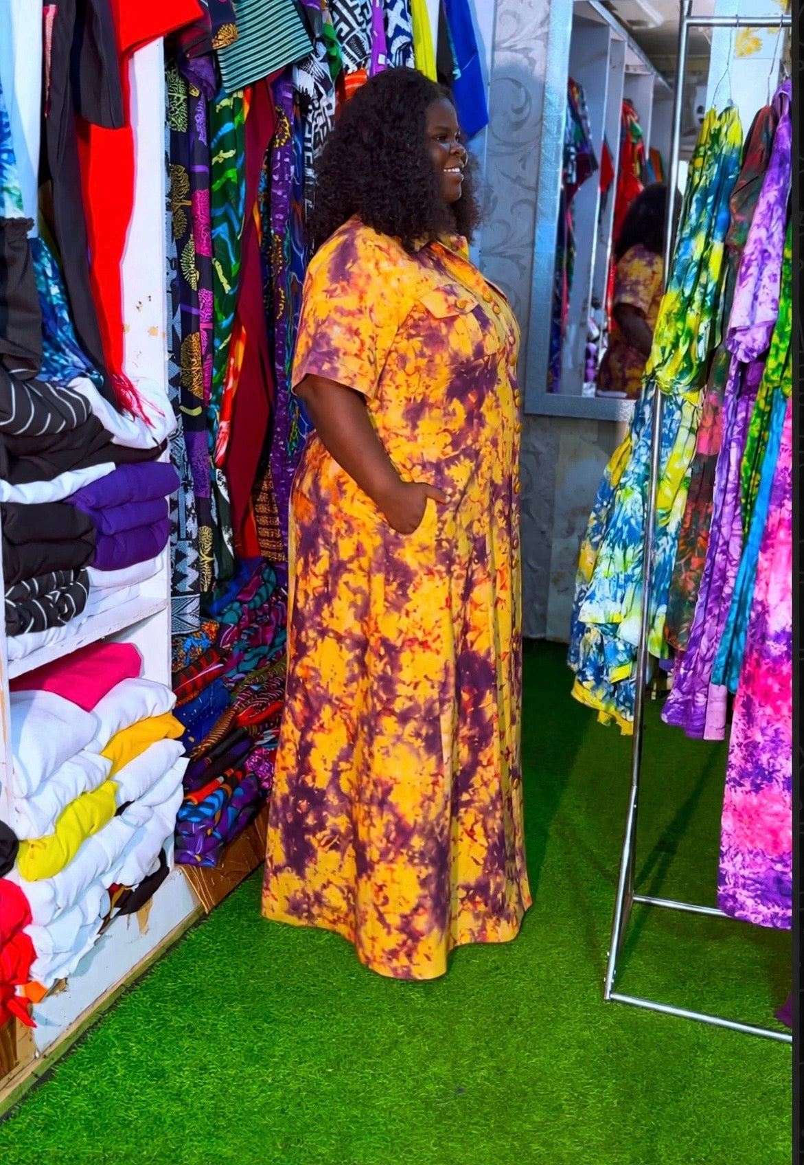 Button-Front Maxi Dress