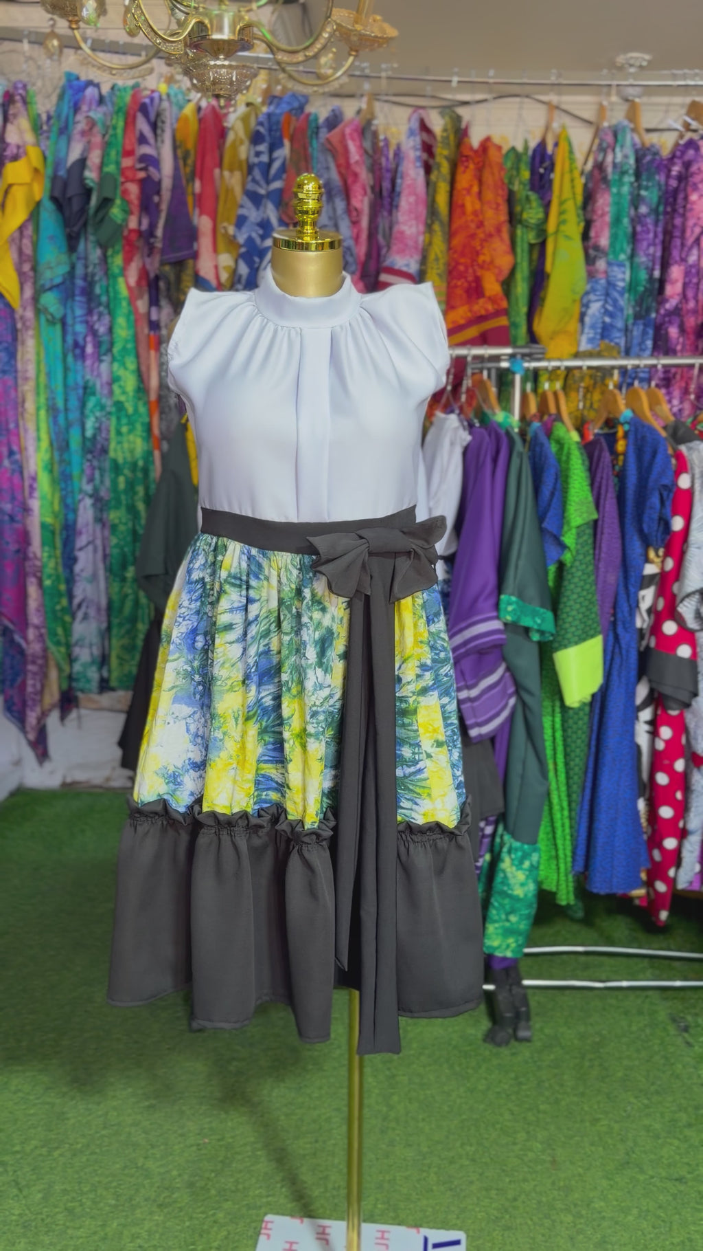 Emerald Bloom Fit & Flare Dress