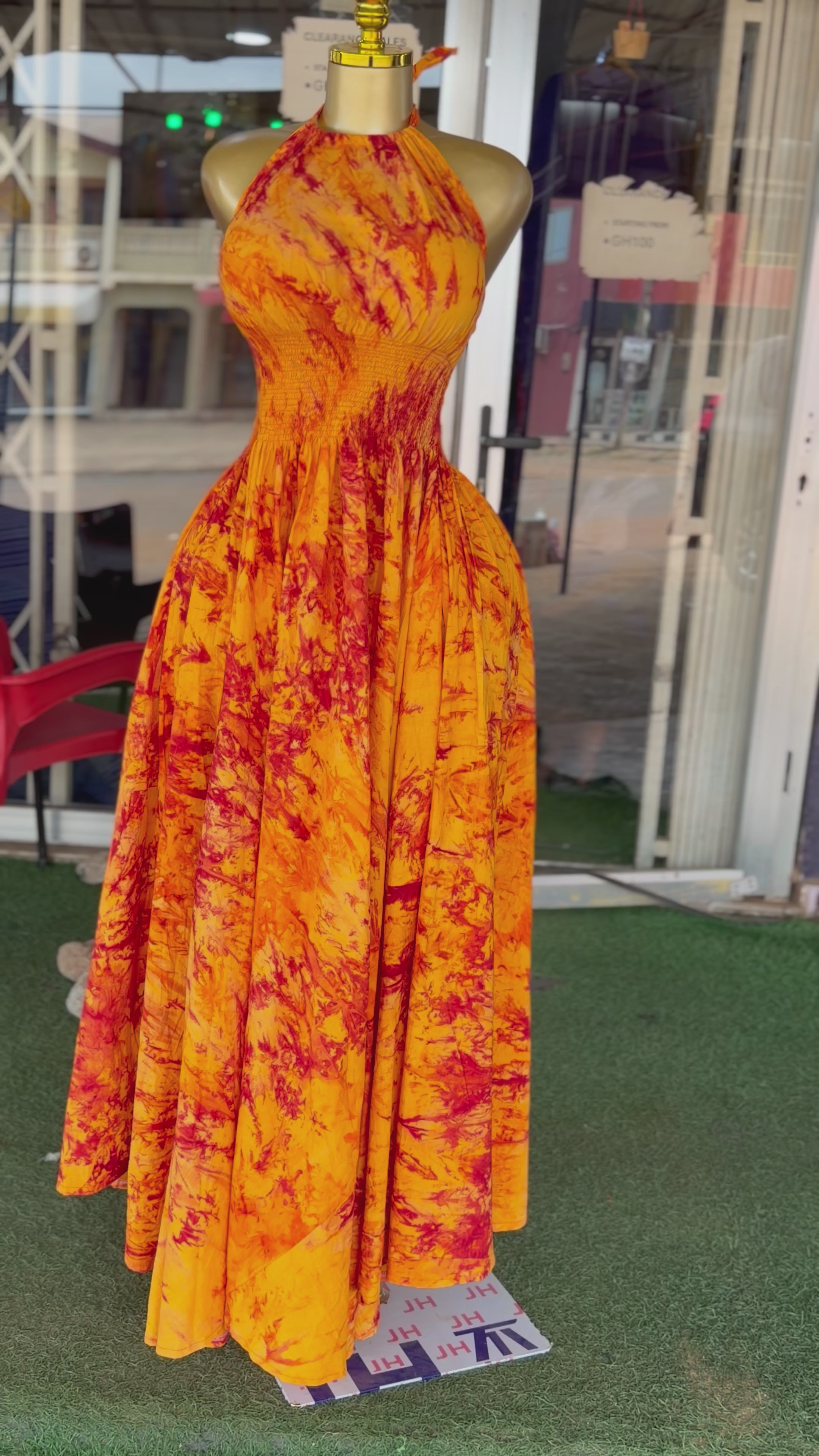 Sunset Bloom Halter Maxi Dress