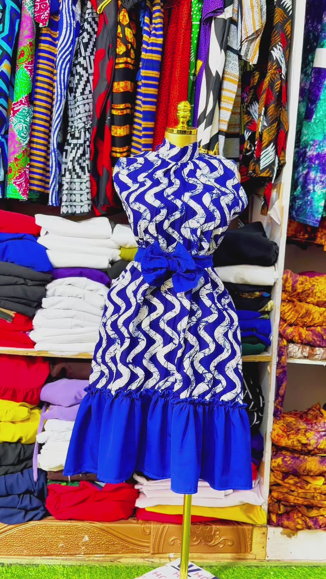 Royal Azure Ruffle Midi Dress